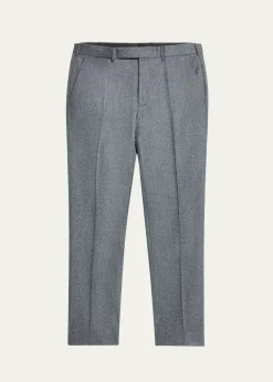 ZEGNAMen's Wool Flannel Flat-Front Trousers