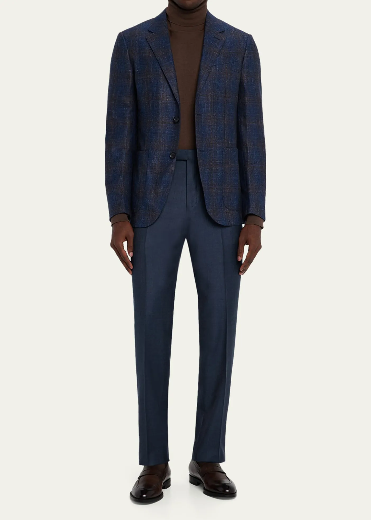 ZEGNAMen's Wool Sharkskin Modern Fit Trousers