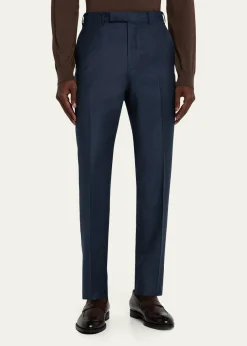 ZEGNAMen's Wool Sharkskin Modern Fit Trousers