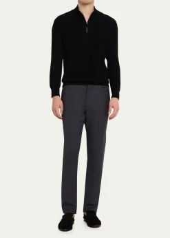 ZEGNAMen's Wool Straight Leg Five-Pocket Pants