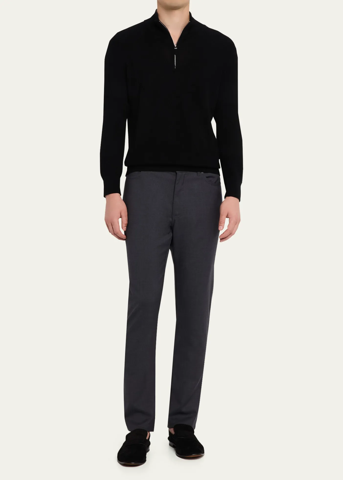 ZEGNAMen's Wool Straight Leg Five-Pocket Pants