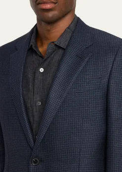 ZEGNAMen's Woven Houndstooth Single-Breasted Sport Coat