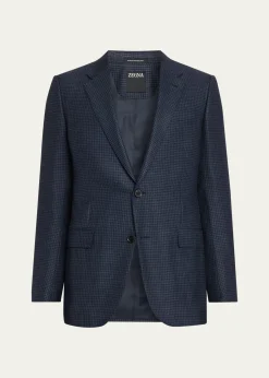 ZEGNAMen's Woven Houndstooth Single-Breasted Sport Coat