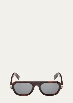 ZEGNA52mm Acetate Round Sunglasses