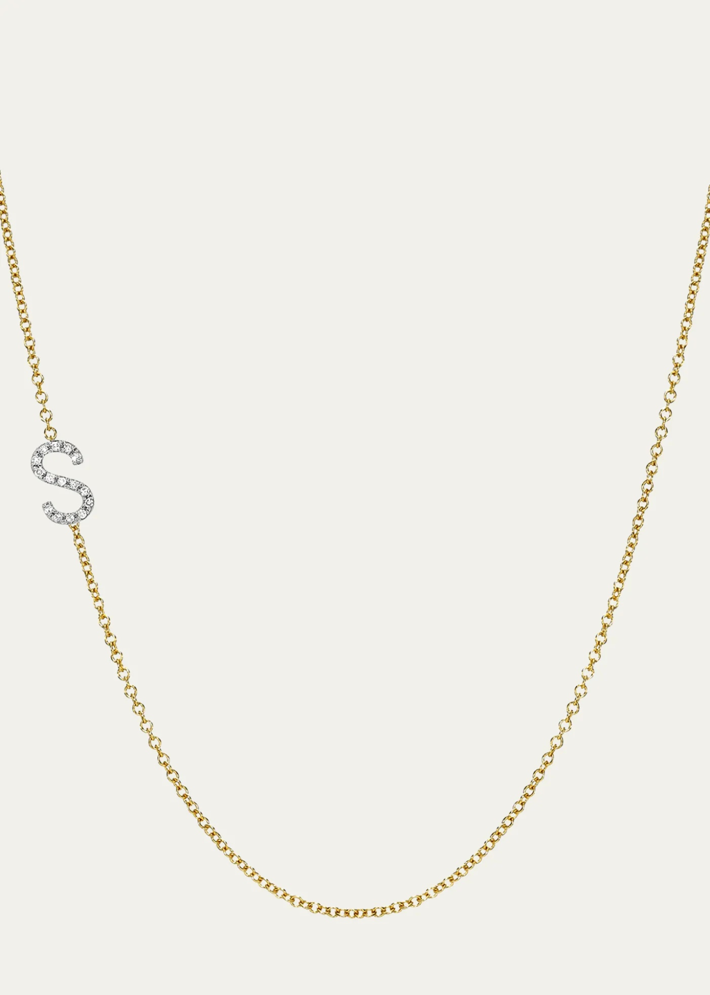 Zoe Lev JewelryDiamond Asymmetrical Initial Necklace