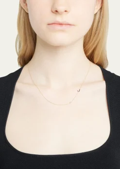 Zoe Lev Jewelry14k Gold Asymmetrical Initial and Bezel Diamond Necklace